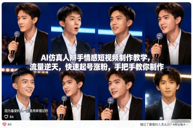 AI仿真人辩手情感短视频制作教学,流量逆天,快速起号涨粉,手把手教你制作 AI仿真人辩手情感短视频制作教学,流量逆天,快速起号涨粉,手把手教你制作