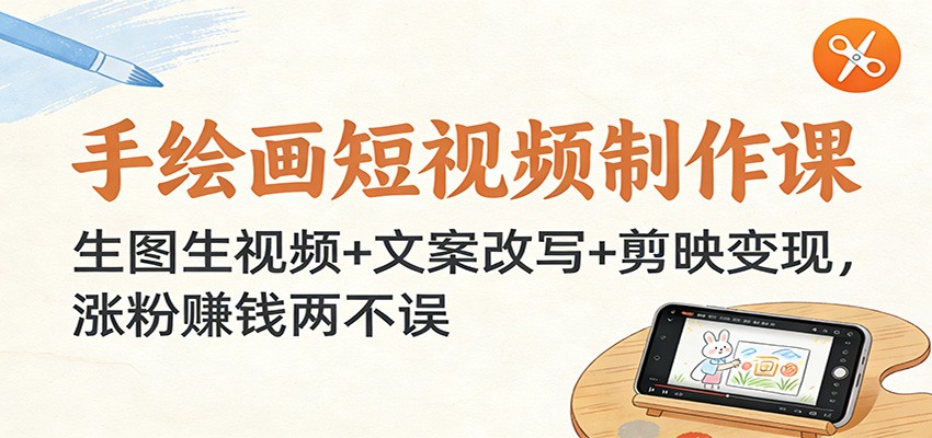 手绘画短视频制作课：生图生视频+文案改写+剪映变现，涨粉赚钱两不误-星云源码网-汇集全网高质量源码及优质教程的资源整合站