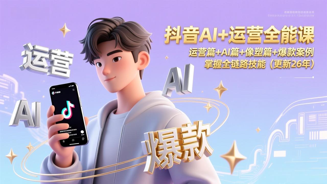 抖音AI+运营全能课，运营篇+AI篇+像塑篇+爆款案例，掌握全链路技能(更新26年-星云源码网-汇集全网高质量源码及优质教程的资源整合站