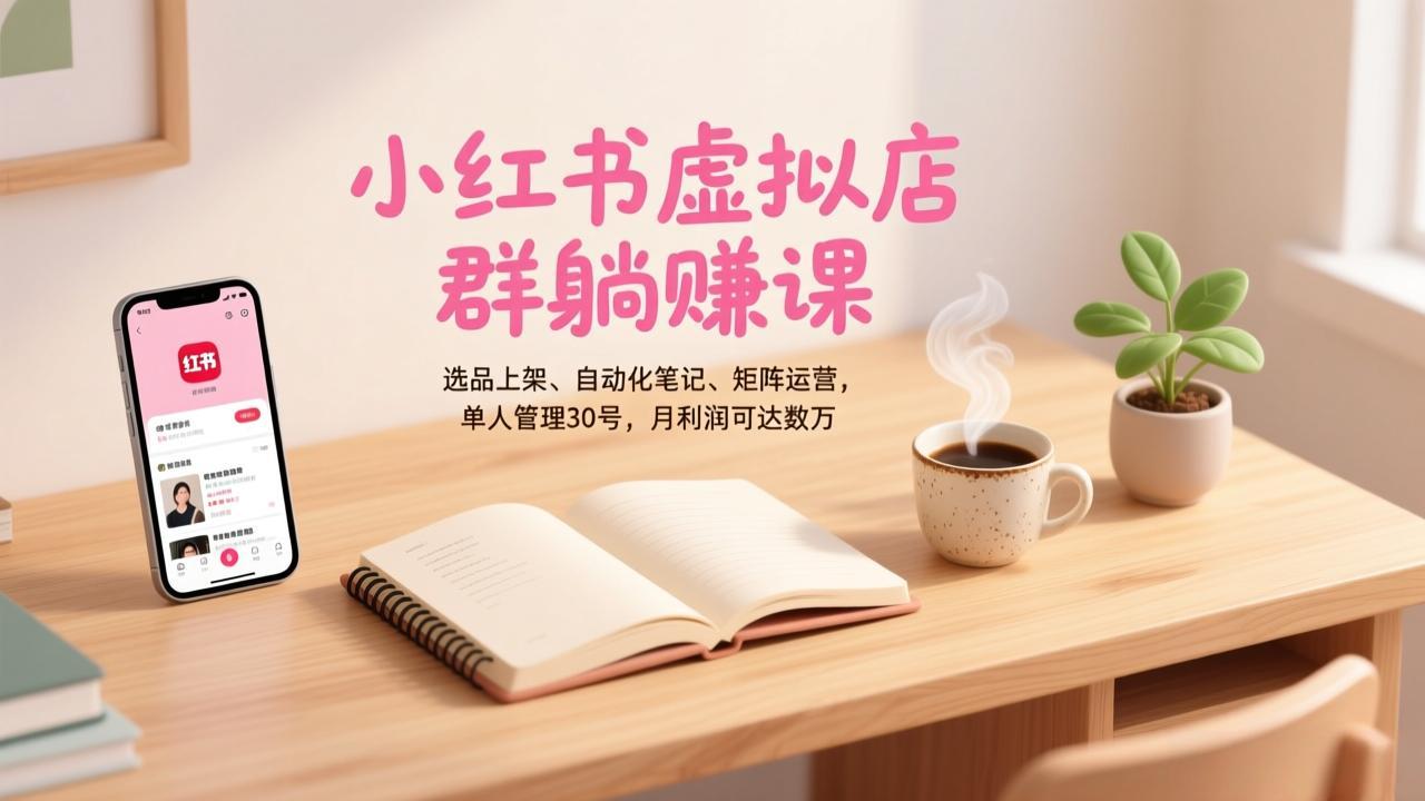小红书虚拟店群躺赚课，选品上架、自动化笔记、矩阵运营，单人管理30号，月利润可达数万-星云源码网-汇集全网高质量源码及优质教程的资源整合站