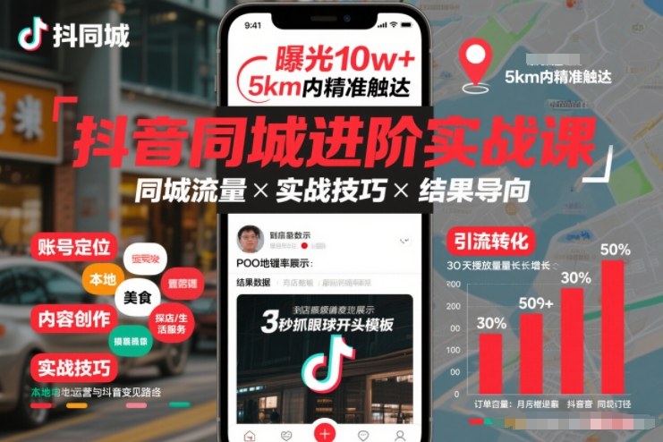 抖音同城进阶实战课，助你同城流量拿到结果-星云源码网-汇集全网高质量源码及优质教程的资源整合站