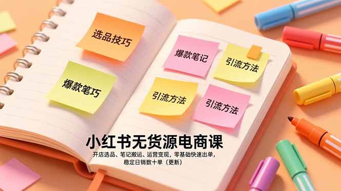 （17018期）小红书无货源电商课，开店选品、笔记搬运、运营变现，零基础快速出单，稳定日销数十单（更新）-星云源码网-汇集全网高质量源码及优质教程的资源整合站