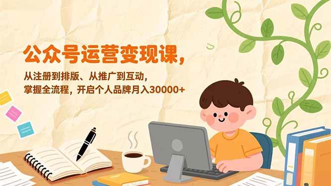 （17067期）公众号运营变现课，从注册到排版、从推广到互动，掌握全流程，开启个人品牌月入30000+-星云源码网-汇集全网高质量源码及优质教程的资源整合站